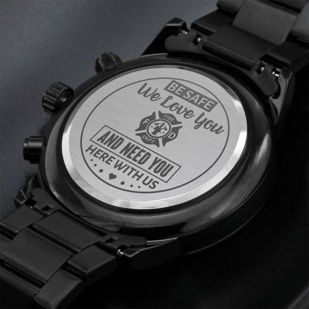 To My Firefighter Husband Engraved Black Watch