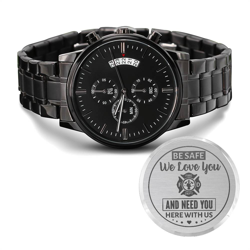 To My Firefighter Husband Engraved Black Watch