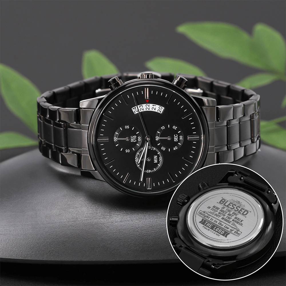 Blessed Is the One Psalm 1:1–3 Engraved Watch