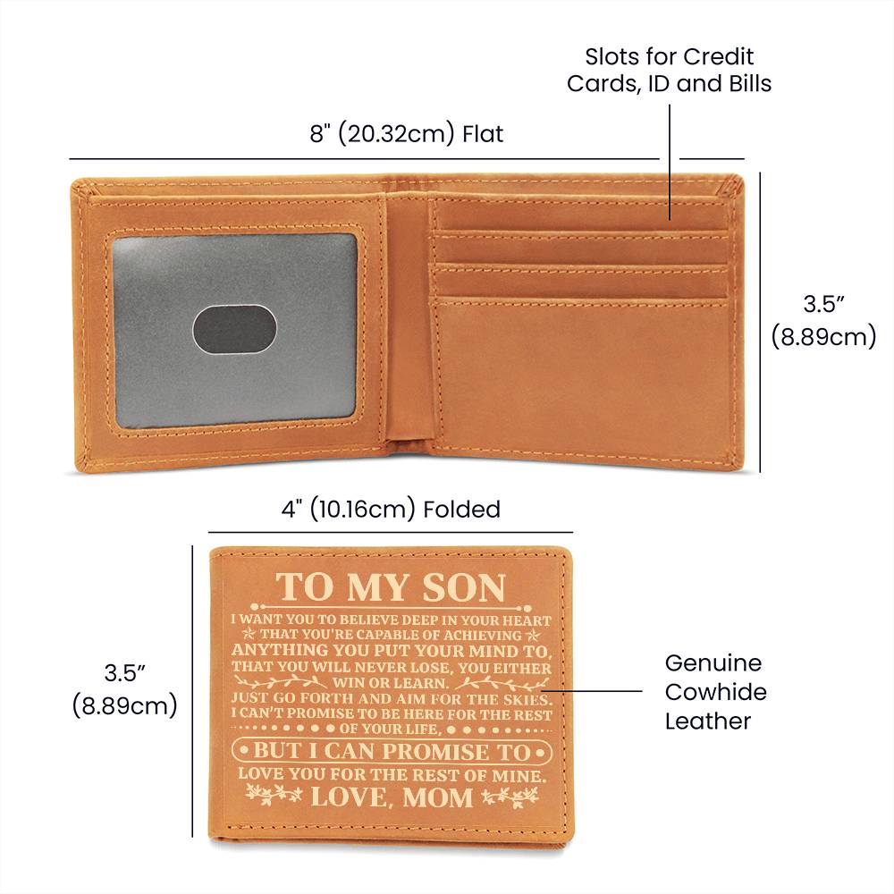 To My Son – Win or Learn Genuine Leather Wallet | Love, Mom