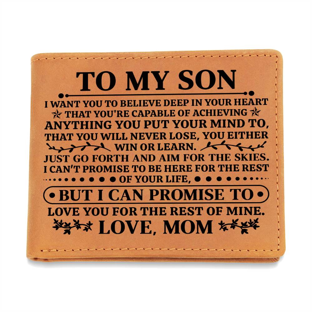 To My Son – I Promise to Love You Leather Wallet | Gift From Mom