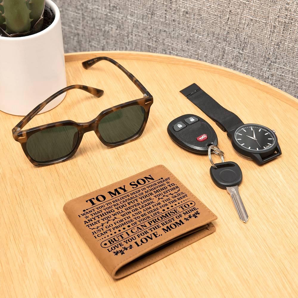 To My Son – I Promise to Love You Leather Wallet | Gift From Mom