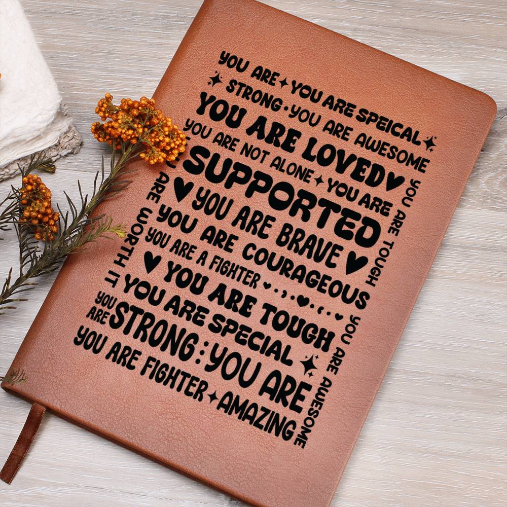 You Are a Fighter Vegan Leather Journal – Strength Gift