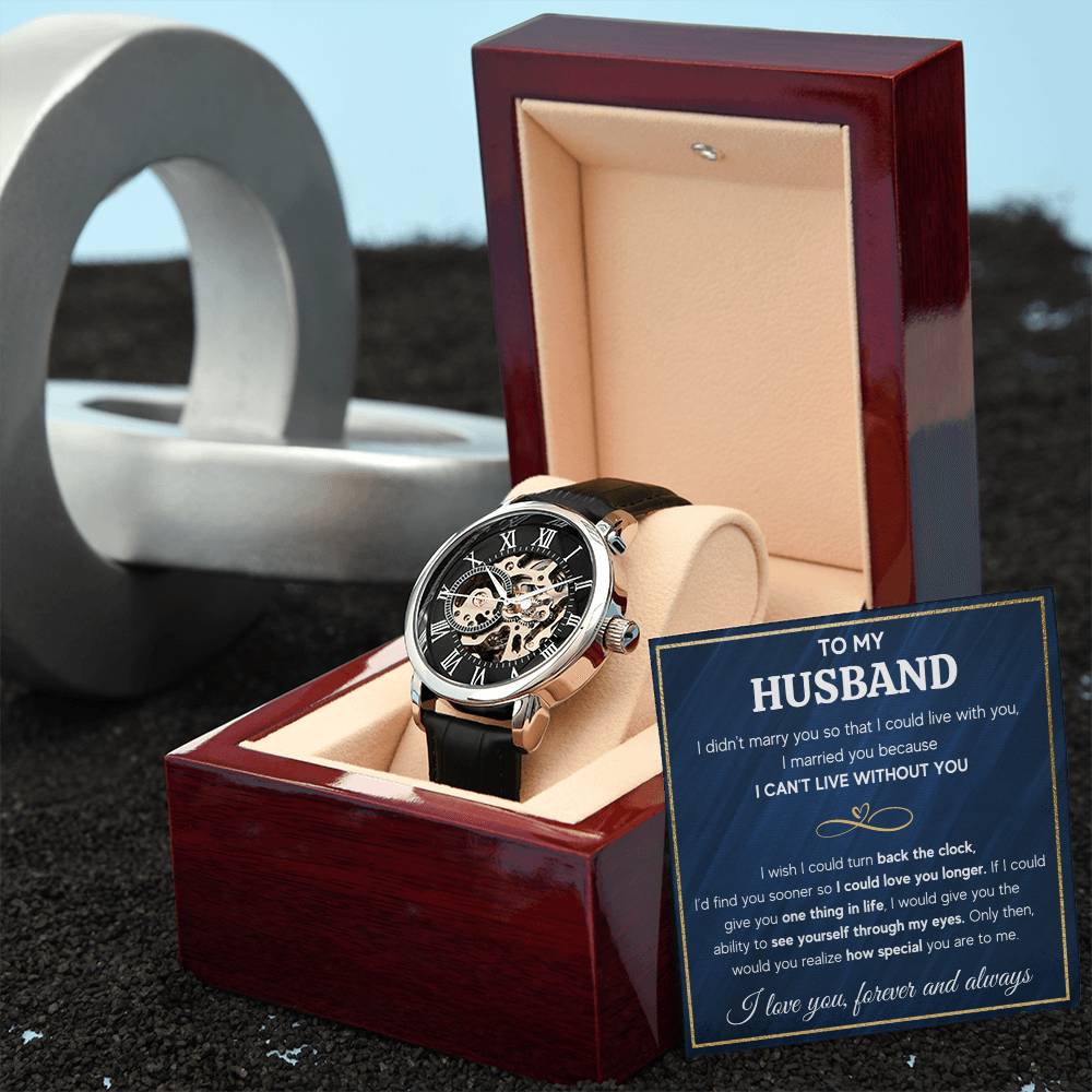 To My Husband – Through My Eyes Automatic Openwork Watch