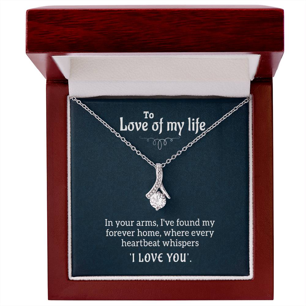Alluring Beauty necklace shown with its adjustable chain and elegant gift presentation.