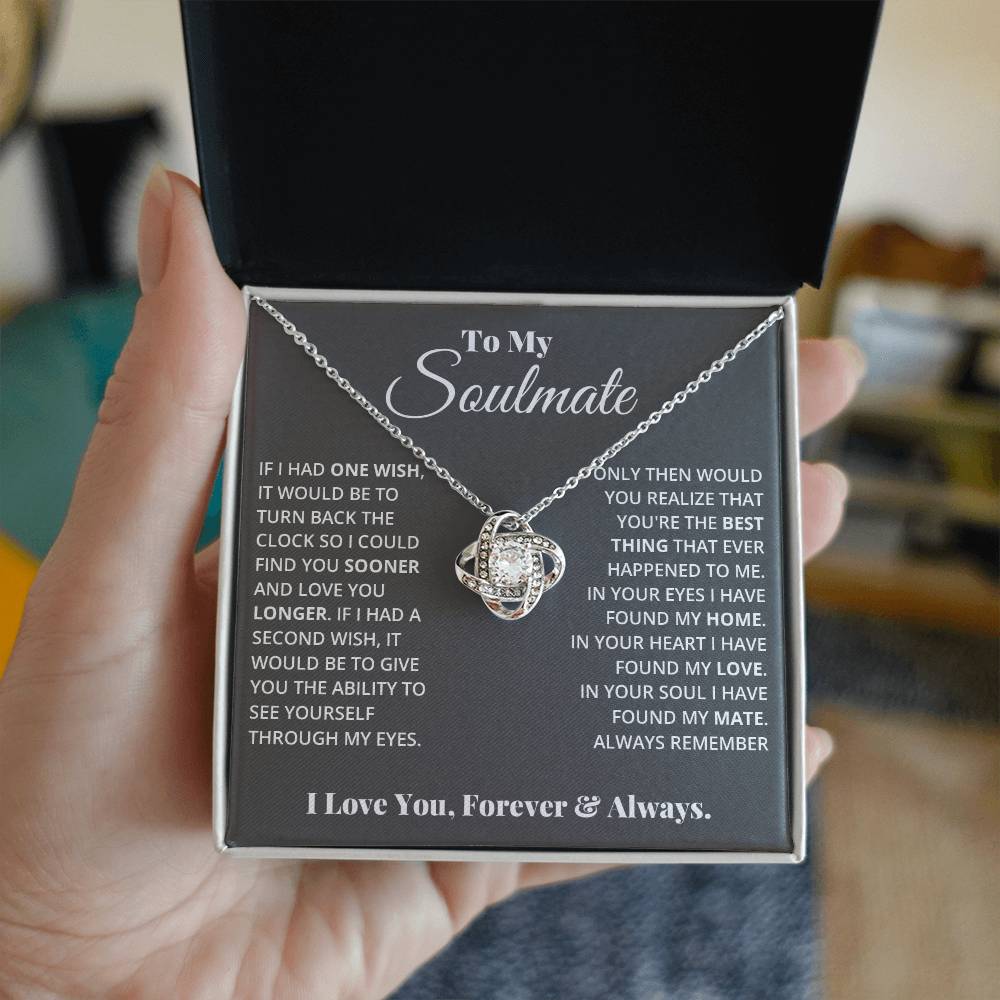 To My Soulmate – Love Knot CZ Necklace