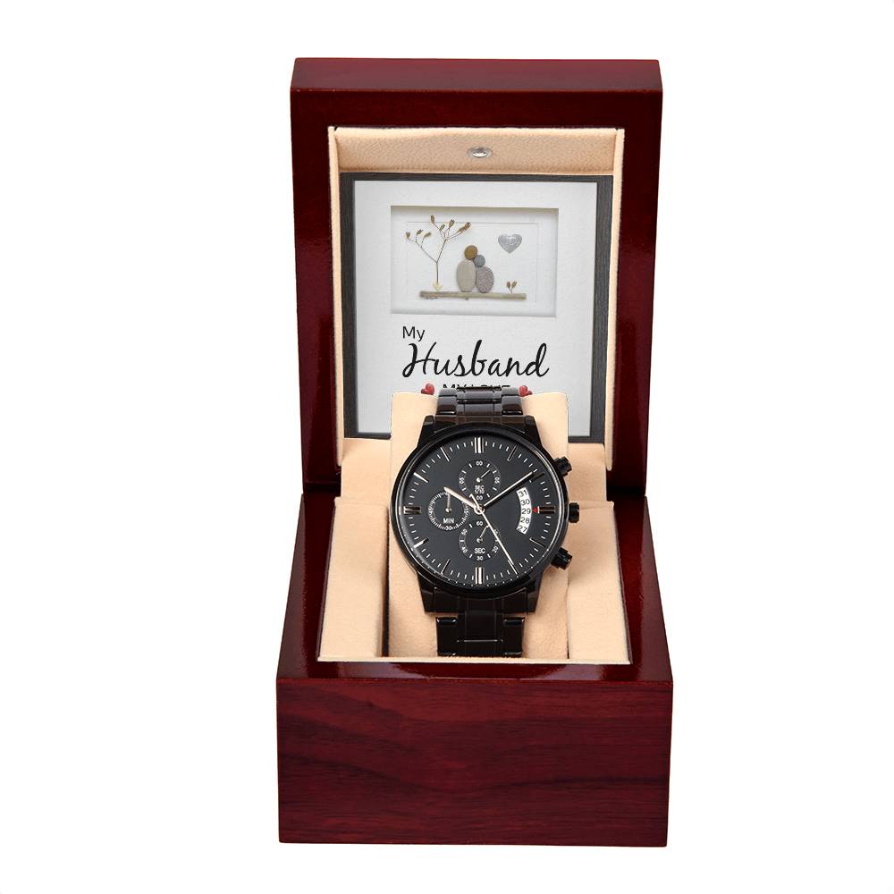 To My Husband My Love Black Chronograph Watch