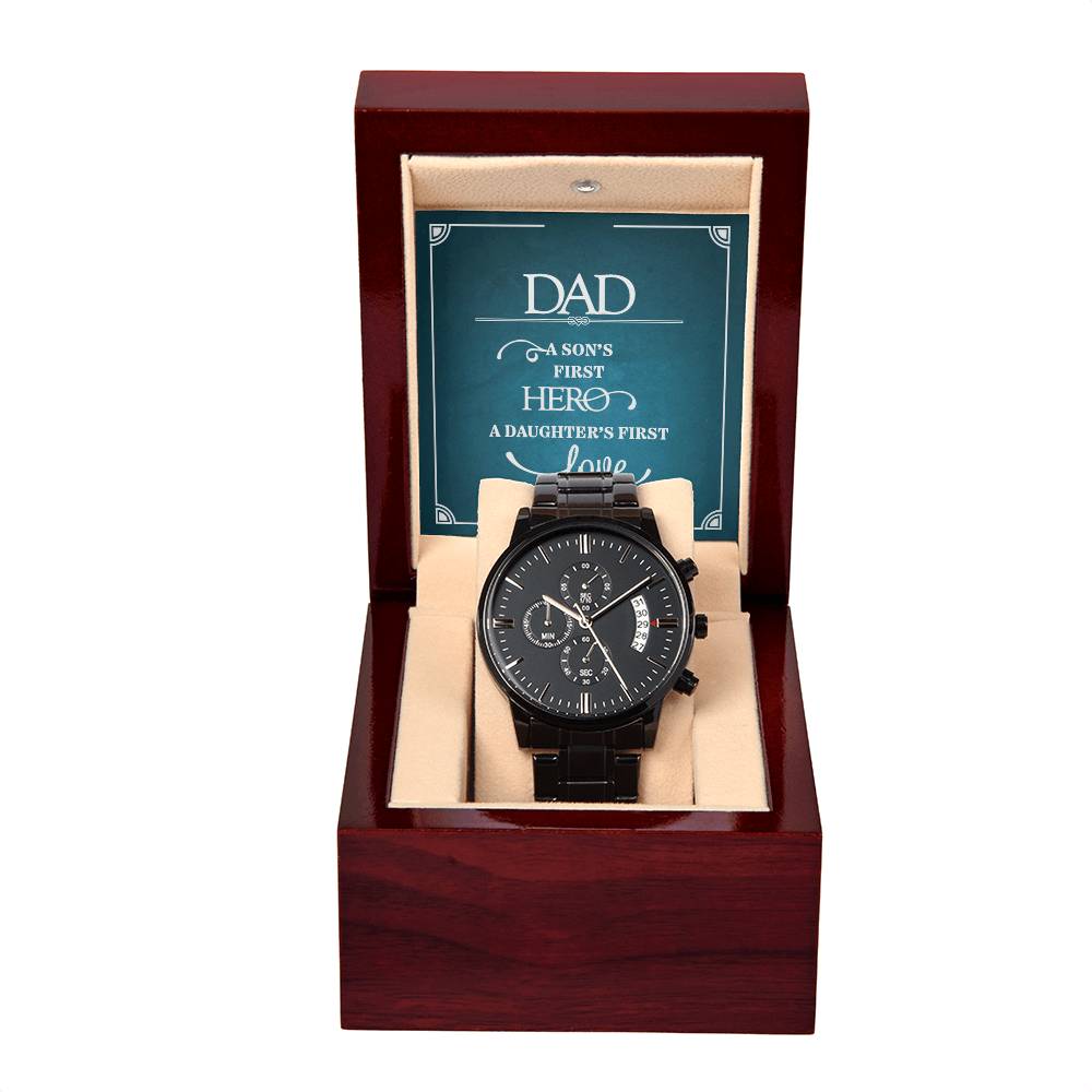 A Son’s First Hero Black Chronograph Watch for Dad