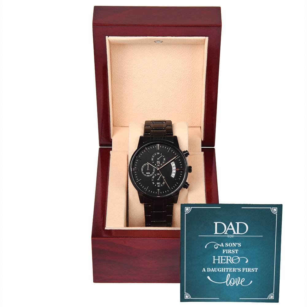 A Son’s First Hero Black Chronograph Watch for Dad