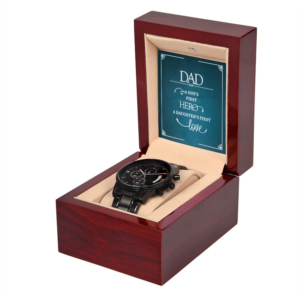 A Son’s First Hero Black Chronograph Watch for Dad