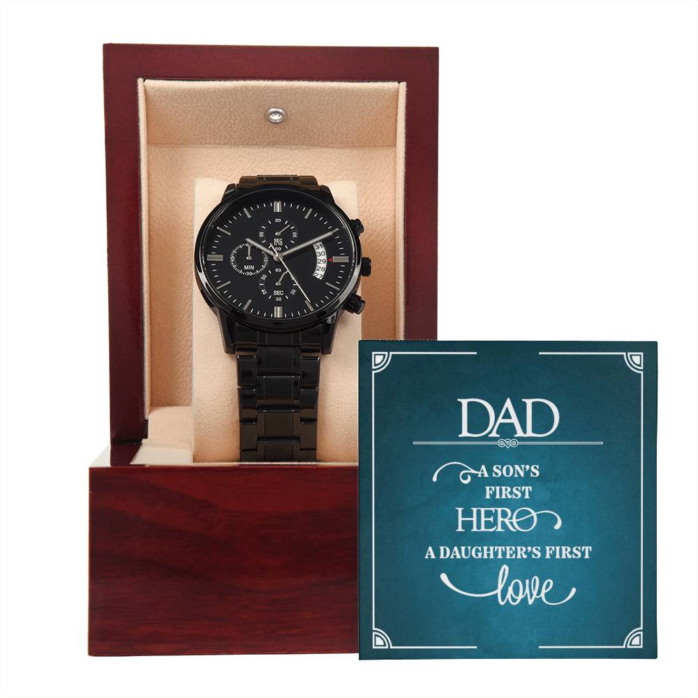A Son’s First Hero Black Chronograph Watch for Dad