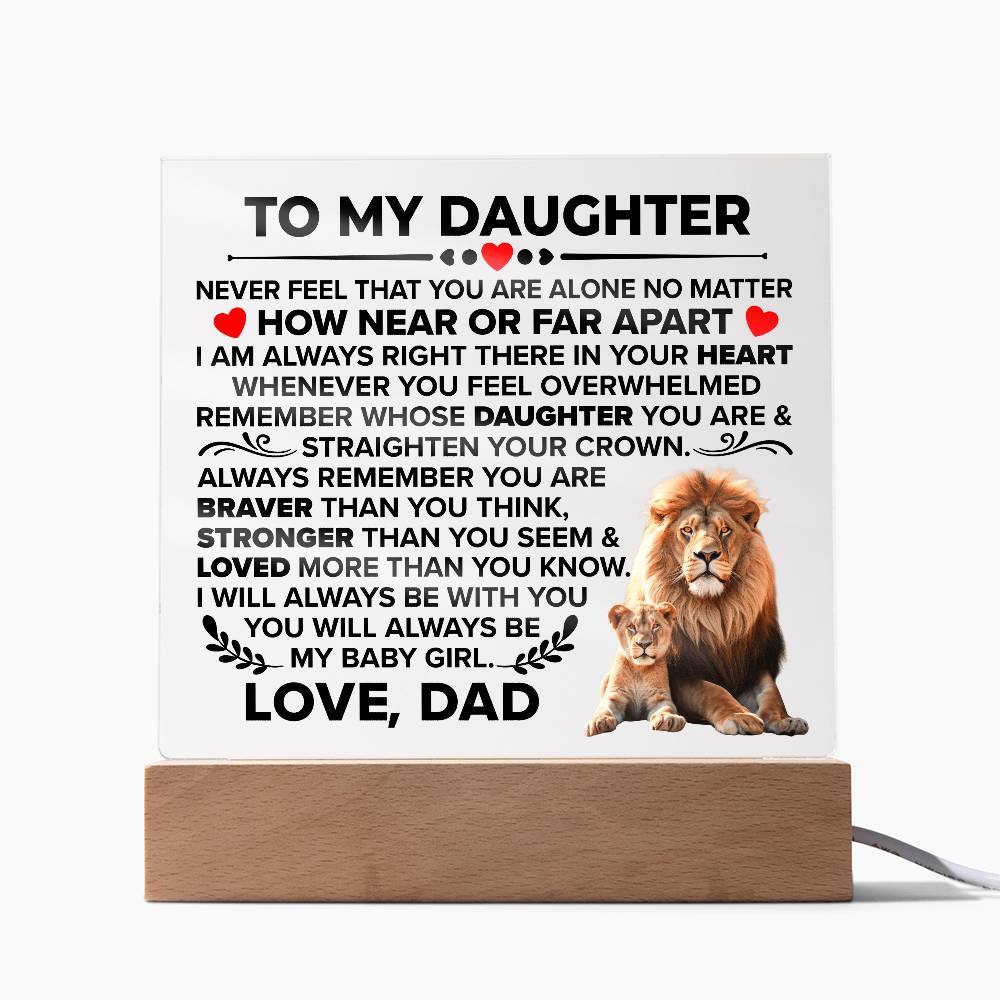 To My Daughter – Braver Than You Think LED Acrylic Plaque from Dad