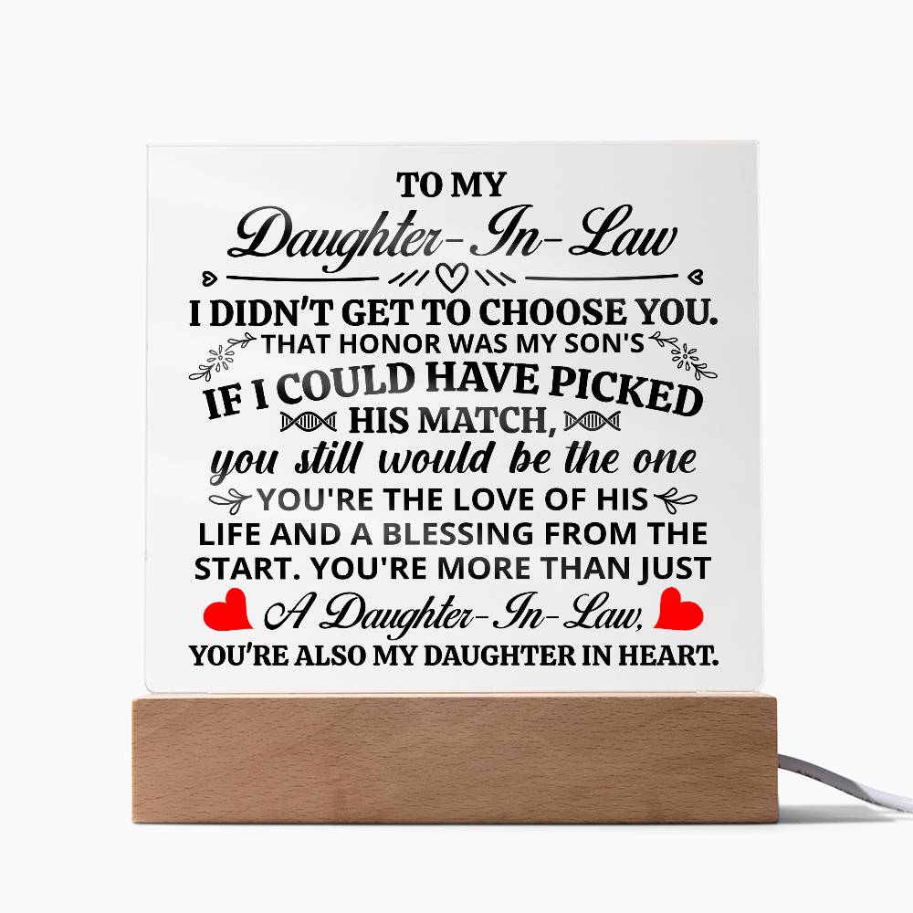 To My Daughter-in-Law – My Daughter in Heart LED Acrylic Plaque
