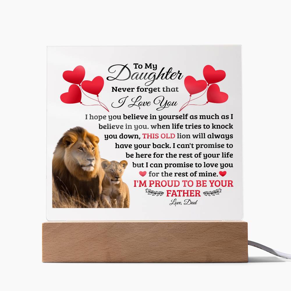 To My Daughter – This Old Lion Has Your Back LED Acrylic Plaque | Love, Dad