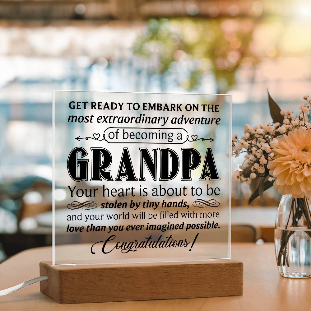 Get Ready to Become Grandpa – LED Acrylic Pregnancy Announcement Plaque