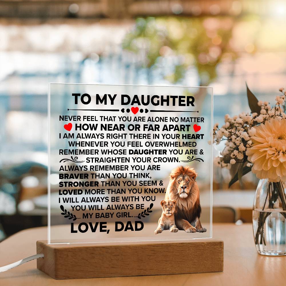 To My Daughter – Braver Than You Think LED Acrylic Plaque from Dad