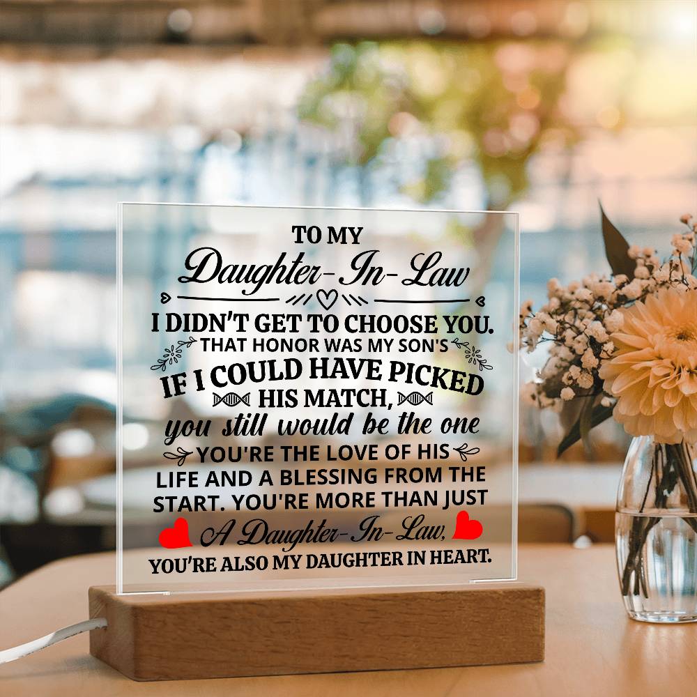 To My Daughter-in-Law – My Daughter in Heart LED Acrylic Plaque