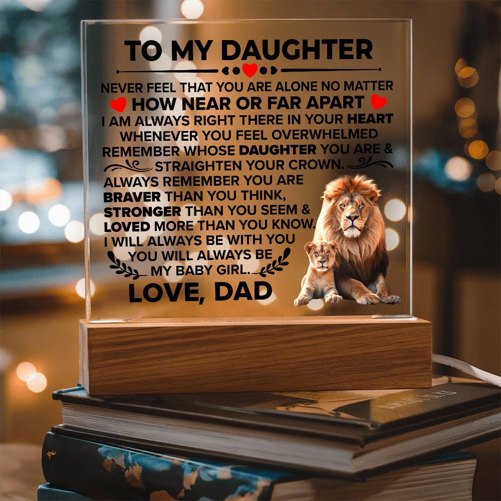 To My Daughter – Braver Than You Think LED Acrylic Plaque from Dad