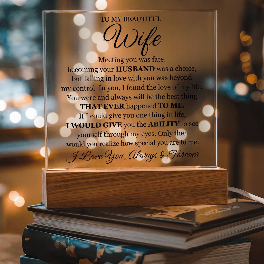 To My Beautiful Wife LED Acrylic Plaque From Husband