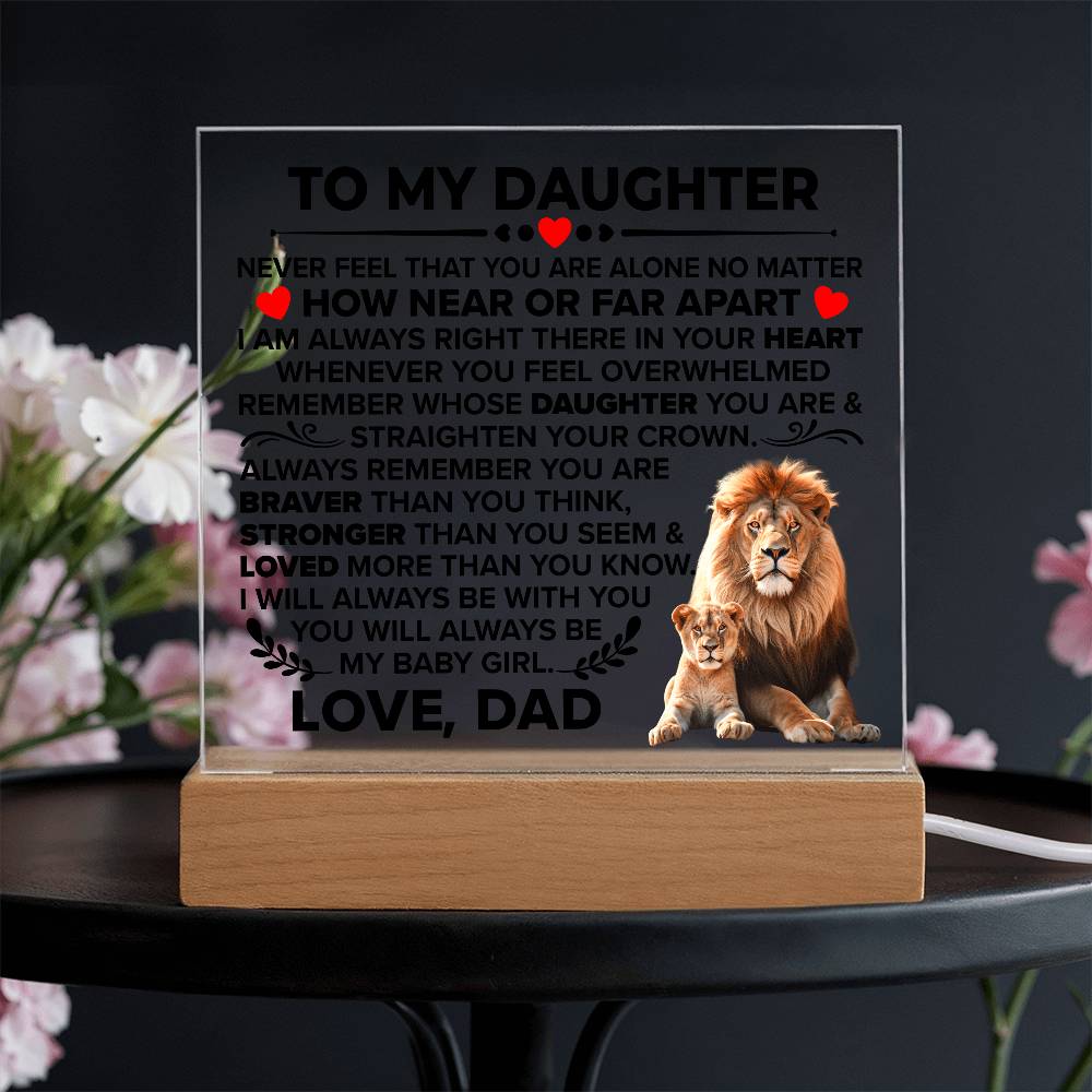 To My Daughter – Braver Than You Think LED Acrylic Plaque from Dad