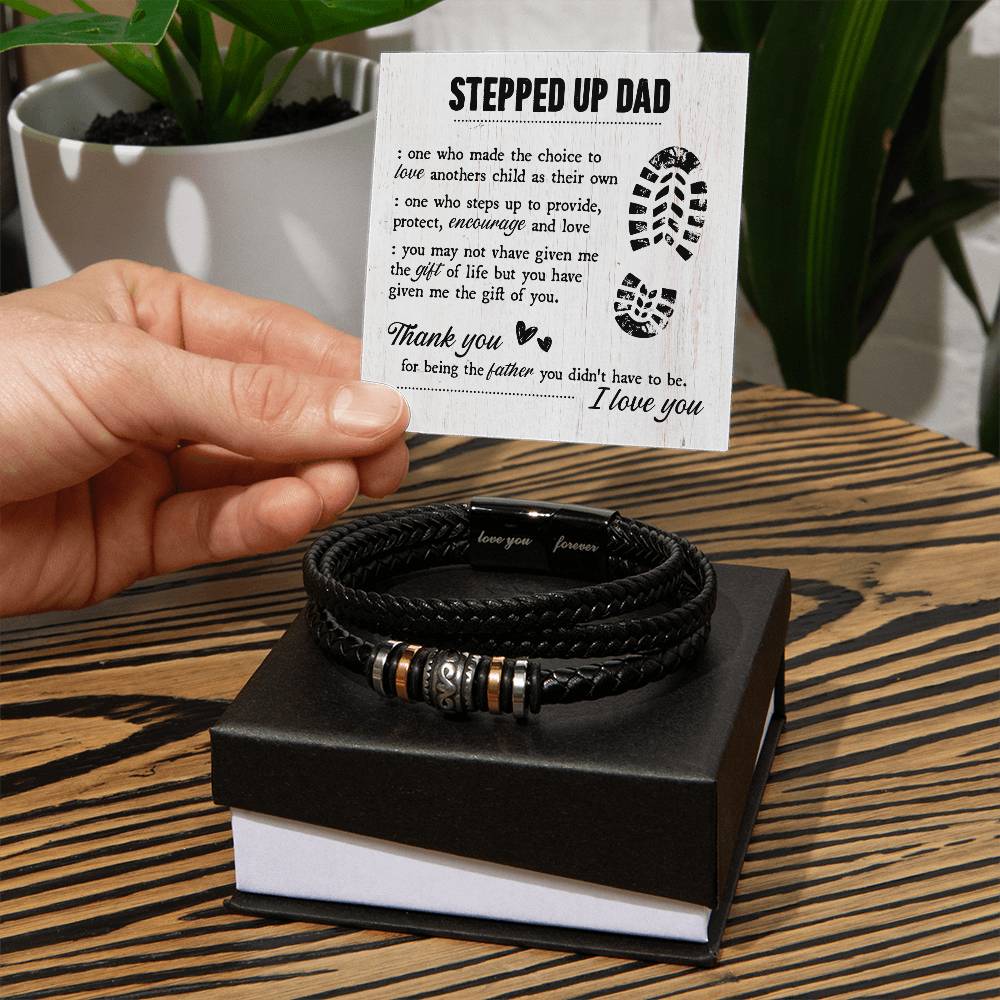 Stepped Up Dad – Love You Forever Vegan Leather Bracelet