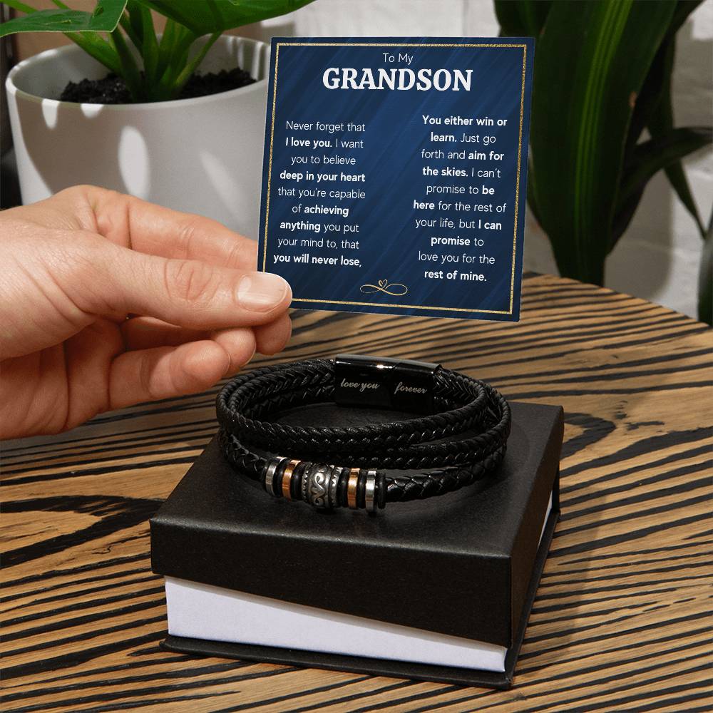 To My Grandson – Never Forget Love You Forever Bracelet