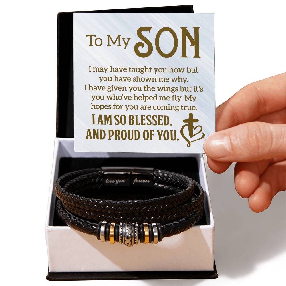 To My Son – Love You Forever Vegan Leather Bracelet