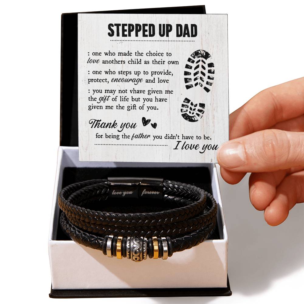 Stepped Up Dad – Love You Forever Vegan Leather Bracelet