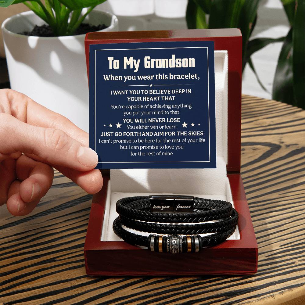 To My Grandson – You Will Never Lose My Love Bracelet