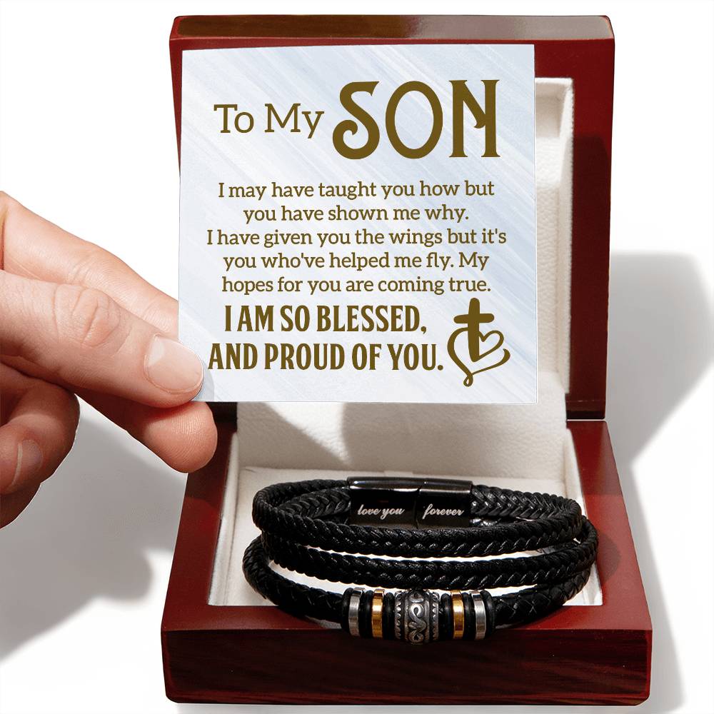To My Son – Love You Forever Vegan Leather Bracelet