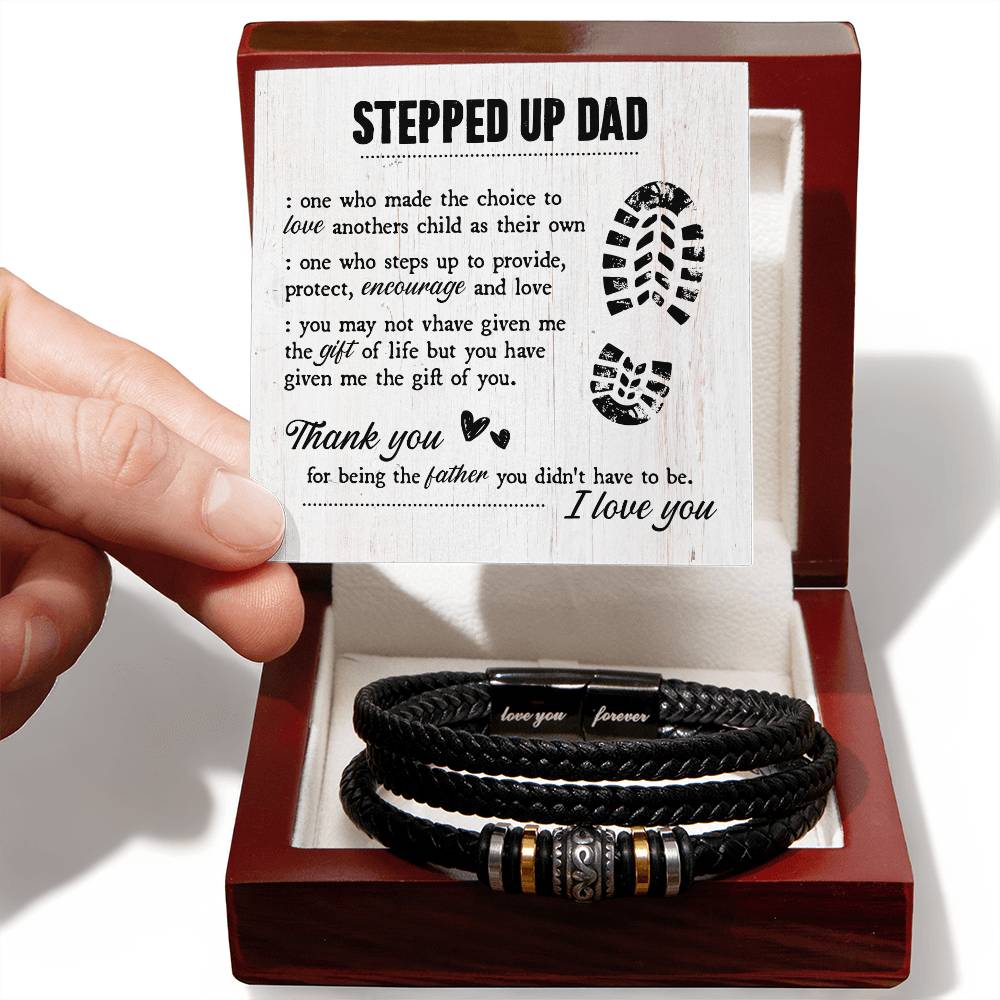 Stepped Up Dad – Love You Forever Vegan Leather Bracelet