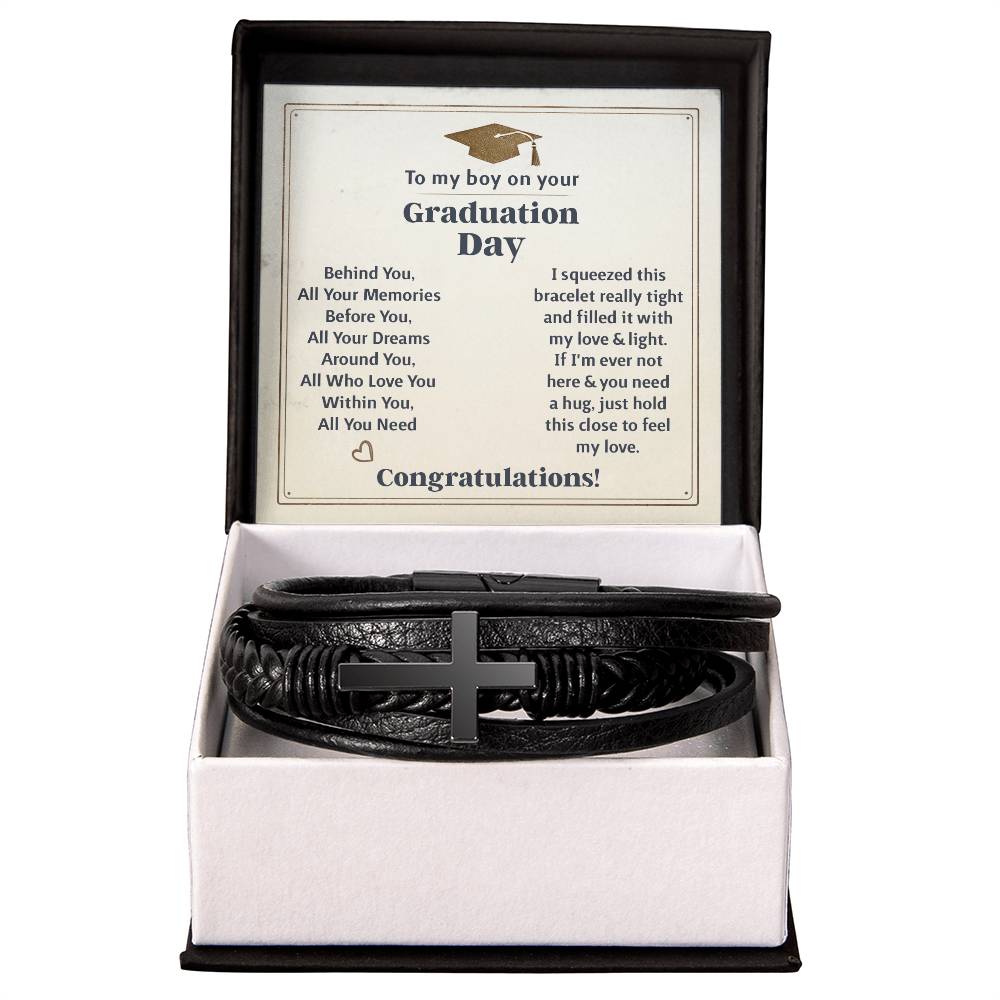 To My Boy – Graduation Memories Cross Leather Bracelet