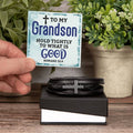 To My Grandson – Hold Tightly Cross Leather Bracelet