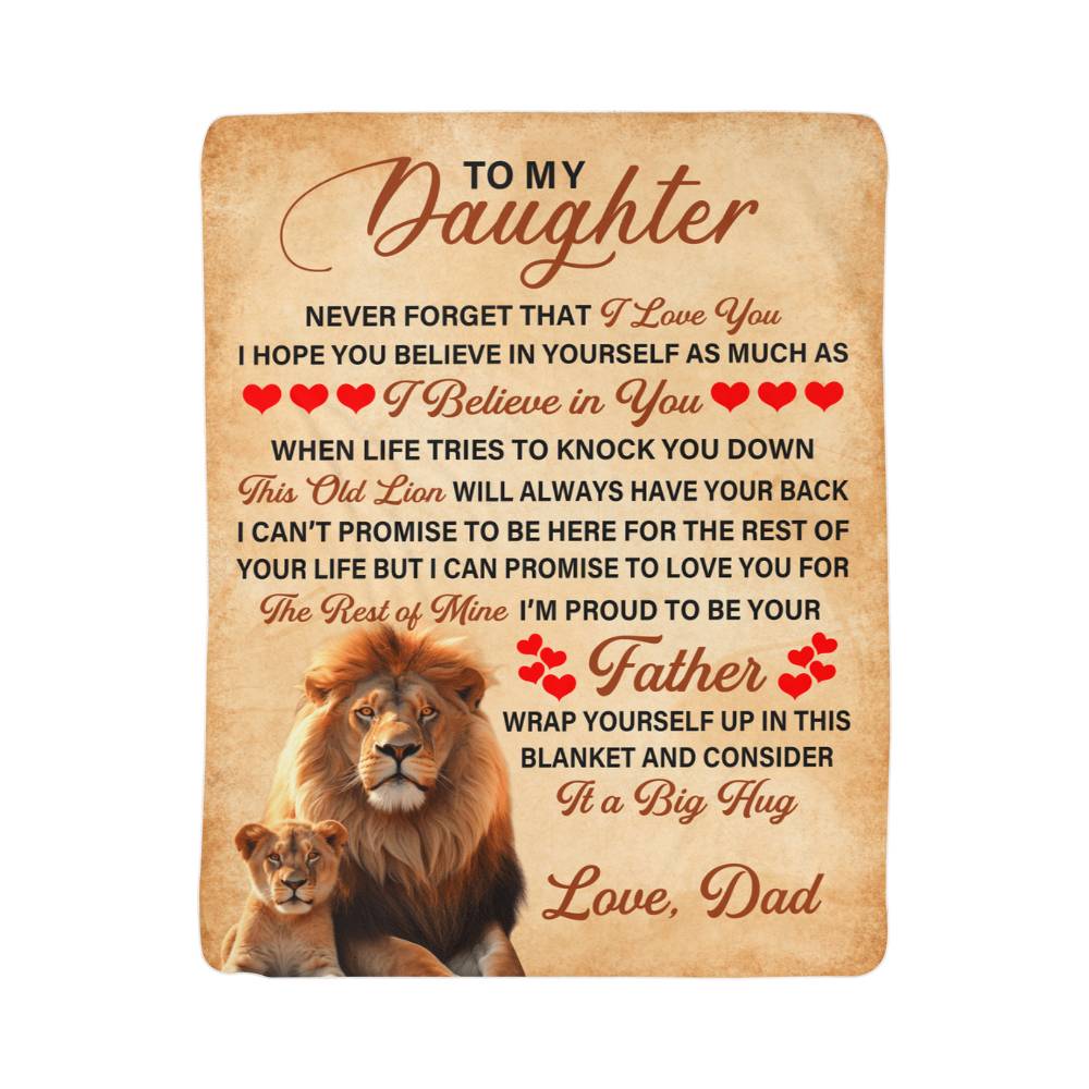 To My Daughter This Old Lion Has Your Back Sherpa Fleece Blanket From Dad