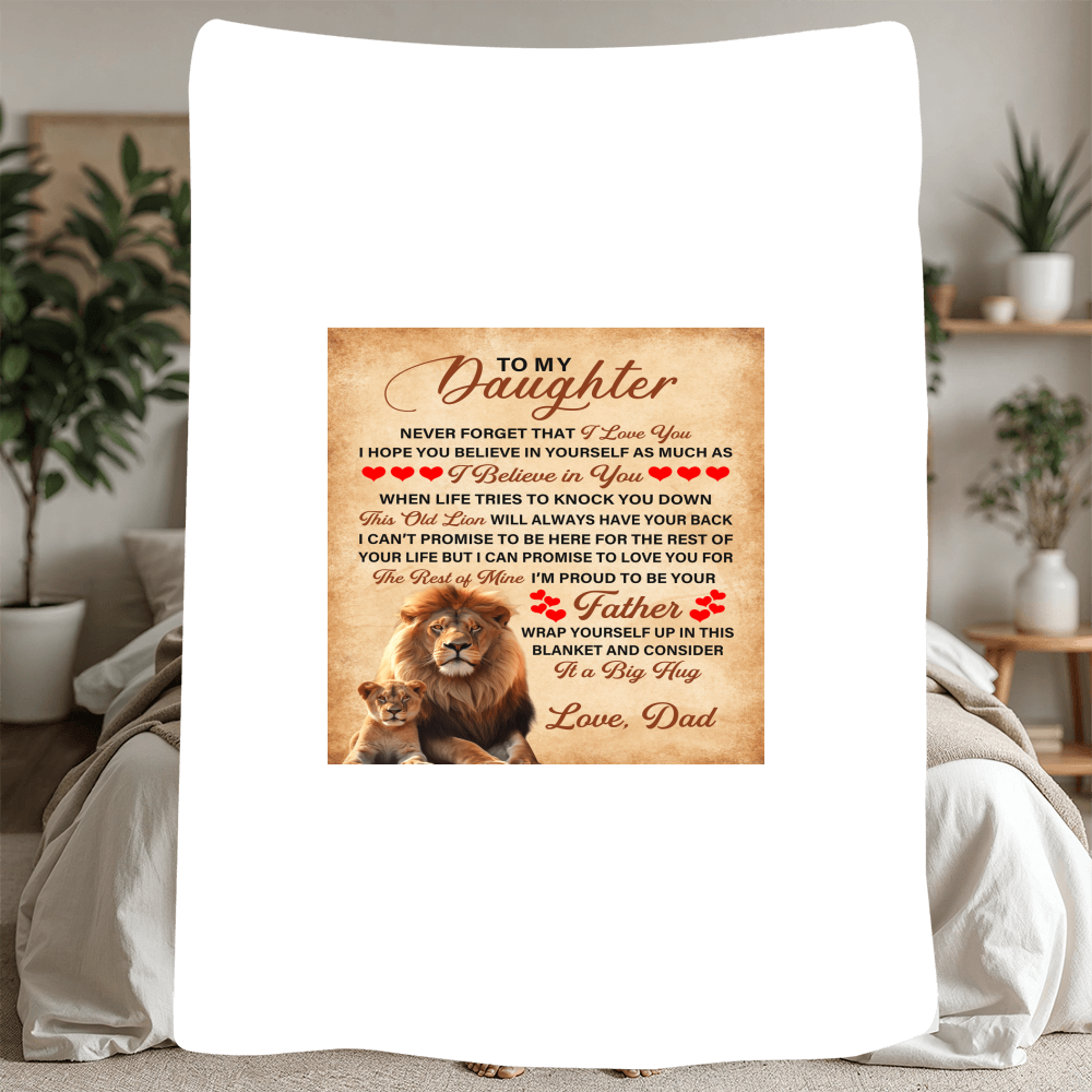 To My Daughter This Old Lion – Sherpa Fleece Blanket