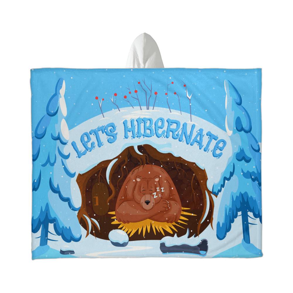 Let’s Hibernate Hooded Sherpa Fleece Blanket – Cozy Bear Design