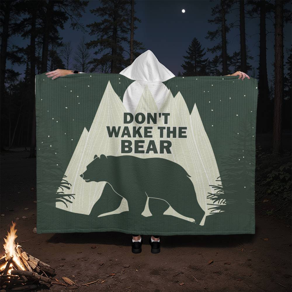 Don’t Wake the Bear Hooded Sherpa Fleece Blanket