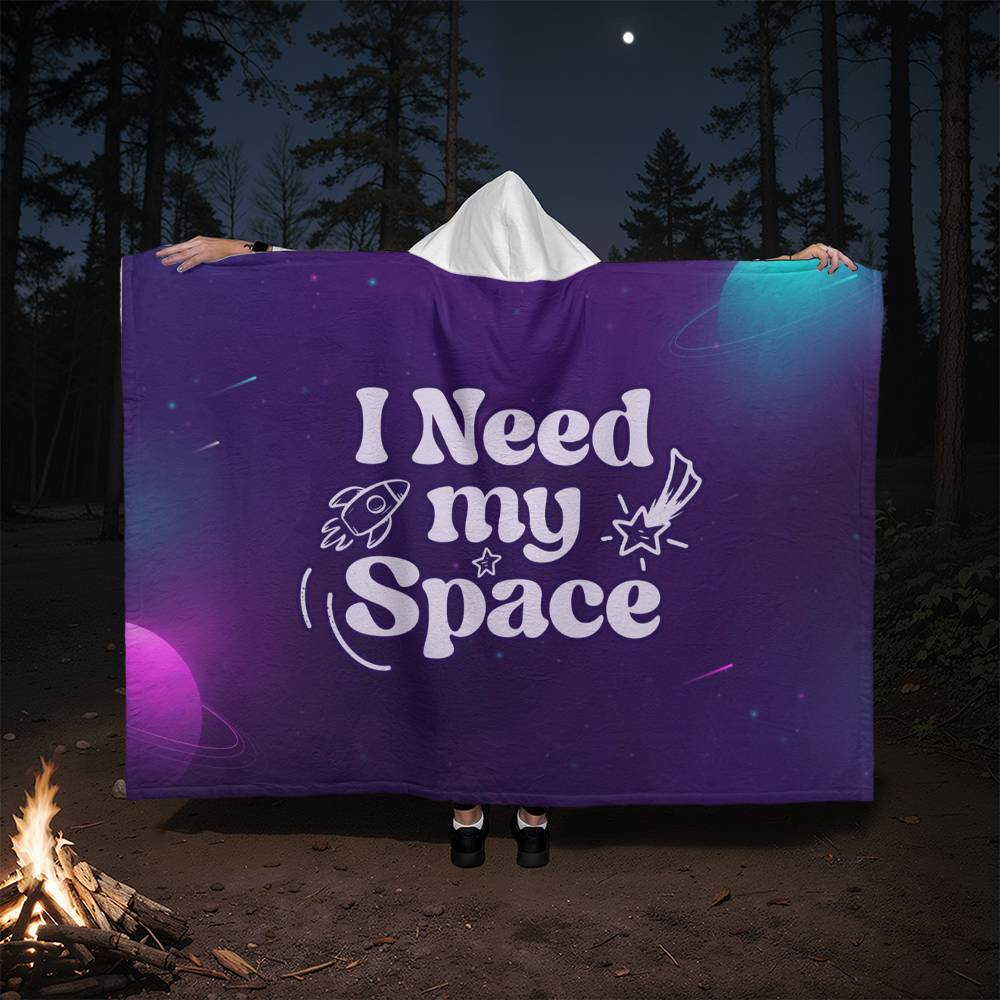 I Need My Space Hooded Sherpa Fleece Blanket