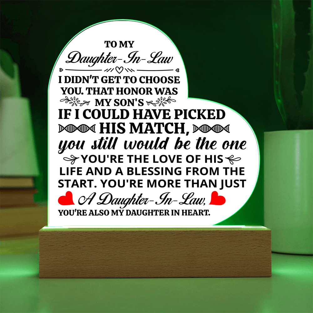 To My Daughter-in-Law It Is an Honor Heart-Shaped LED Plaque