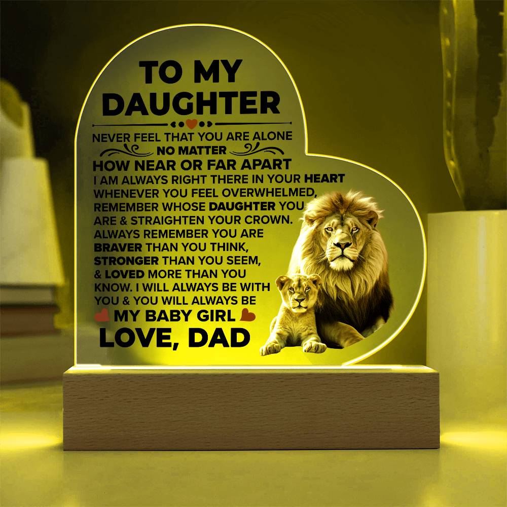 To My Daughter You Are Braver Heart-Shaped LED Plaque