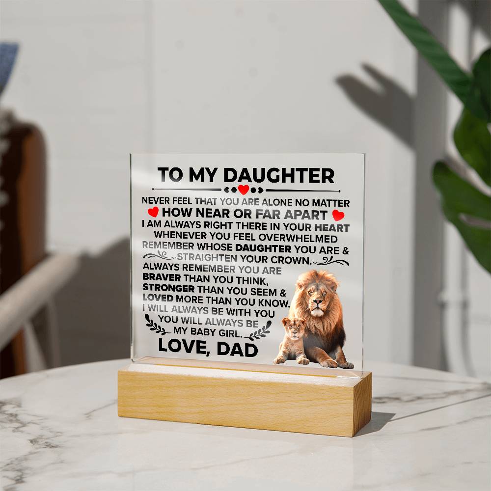 To My Daughter – Braver Than You Think LED Acrylic Plaque from Dad