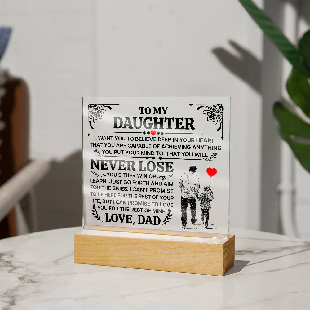To My Daughter My Promise LED Acrylic Plaque
