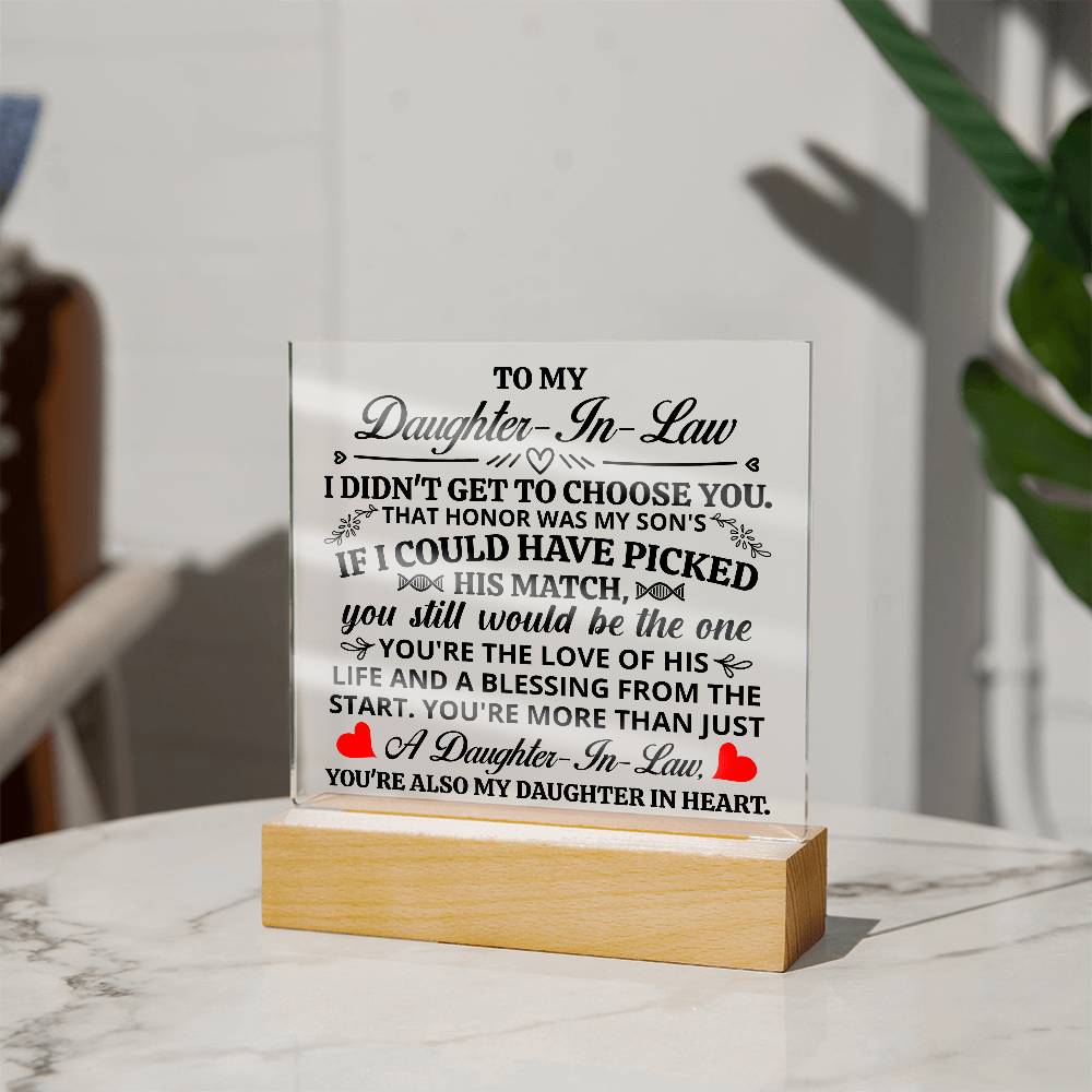 To My Daughter-in-Law – My Daughter in Heart LED Acrylic Plaque