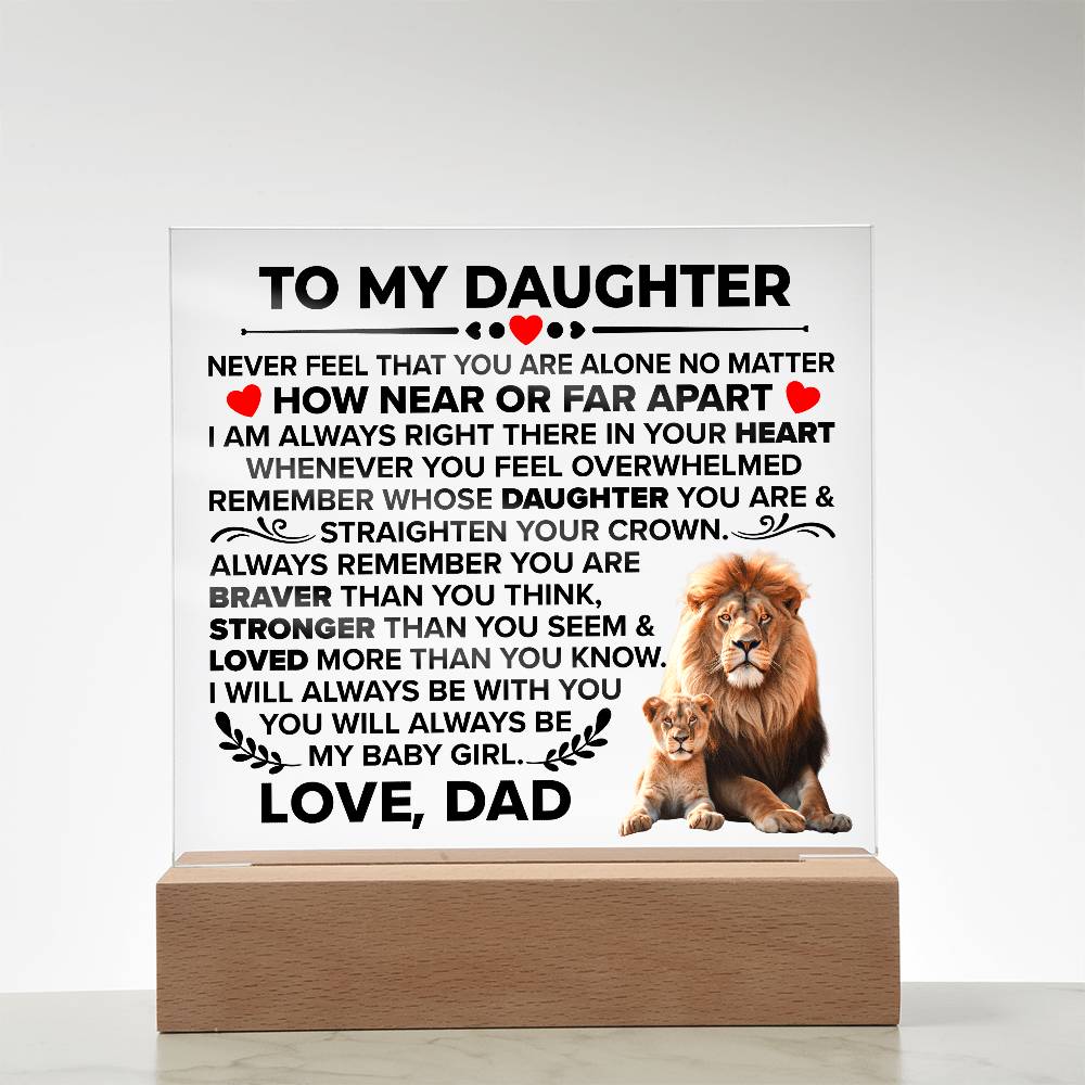 To My Daughter – Braver Than You Think LED Acrylic Plaque from Dad
