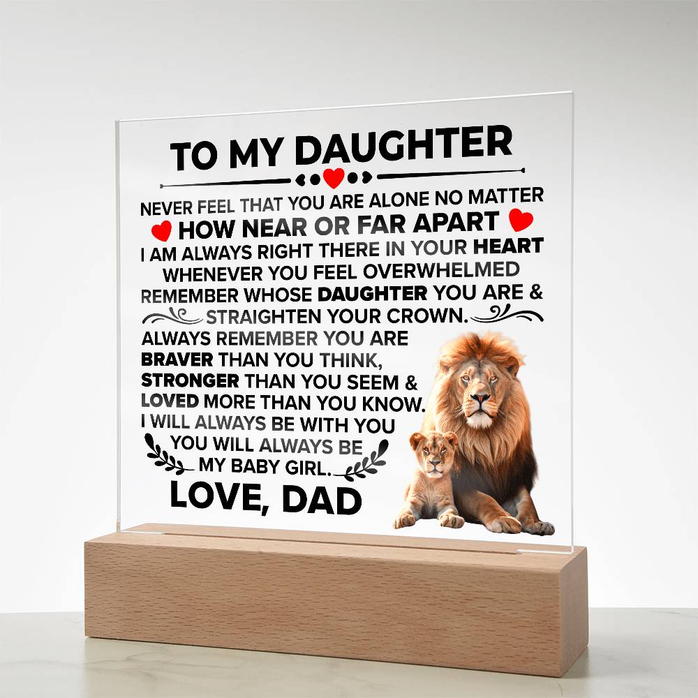 To My Daughter – Braver Than You Think LED Acrylic Plaque from Dad