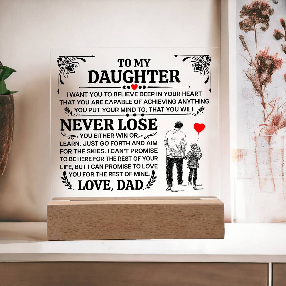 To My Daughter My Promise LED Acrylic Plaque