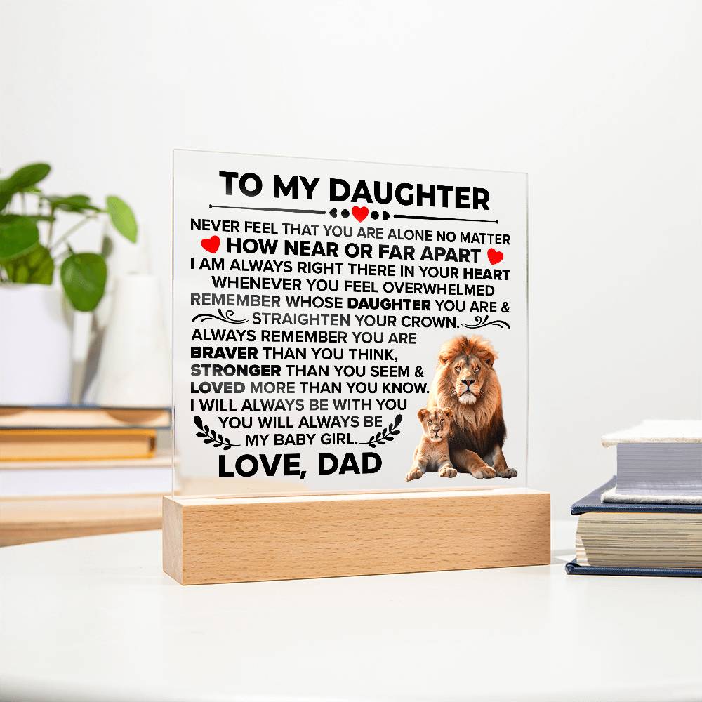 To My Daughter – Braver Than You Think LED Acrylic Plaque from Dad
