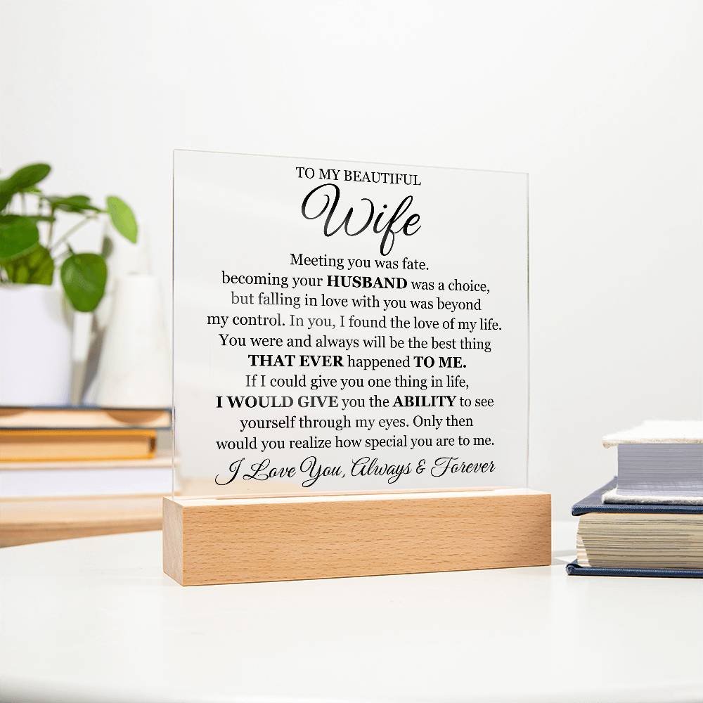 To My Beautiful Wife LED Acrylic Plaque From Husband