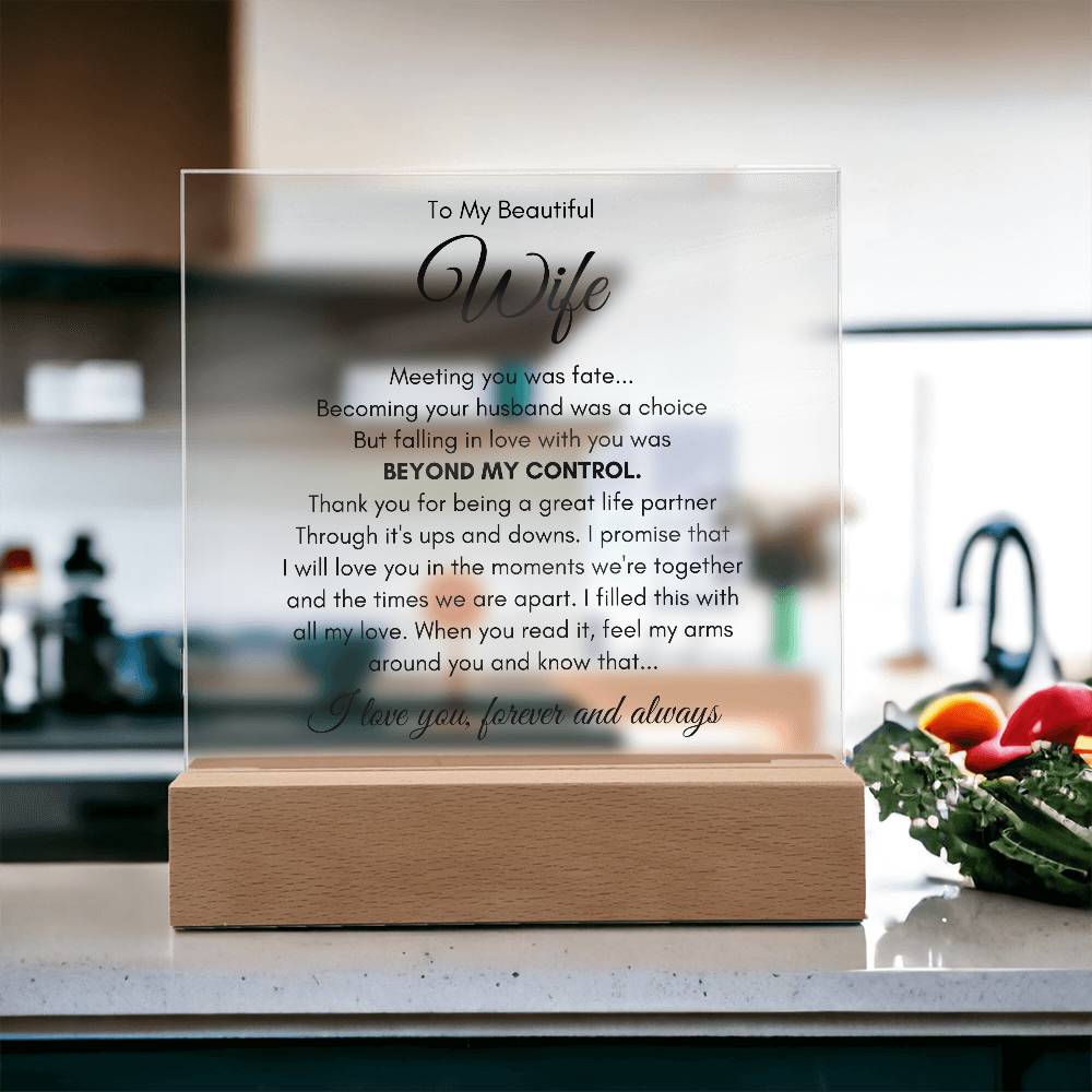 To My Wife Our Love Was Fate LED Acrylic Plaque From Husband