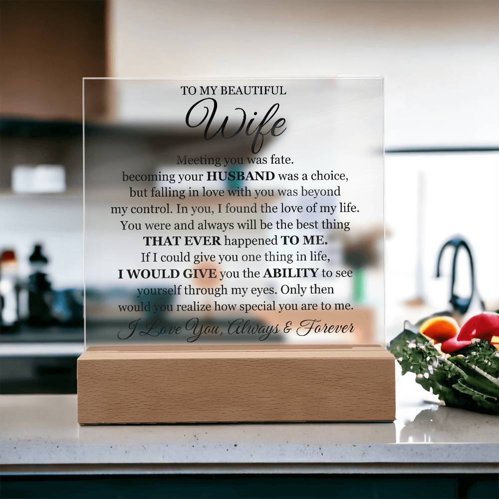 To My Beautiful Wife LED Acrylic Plaque From Husband